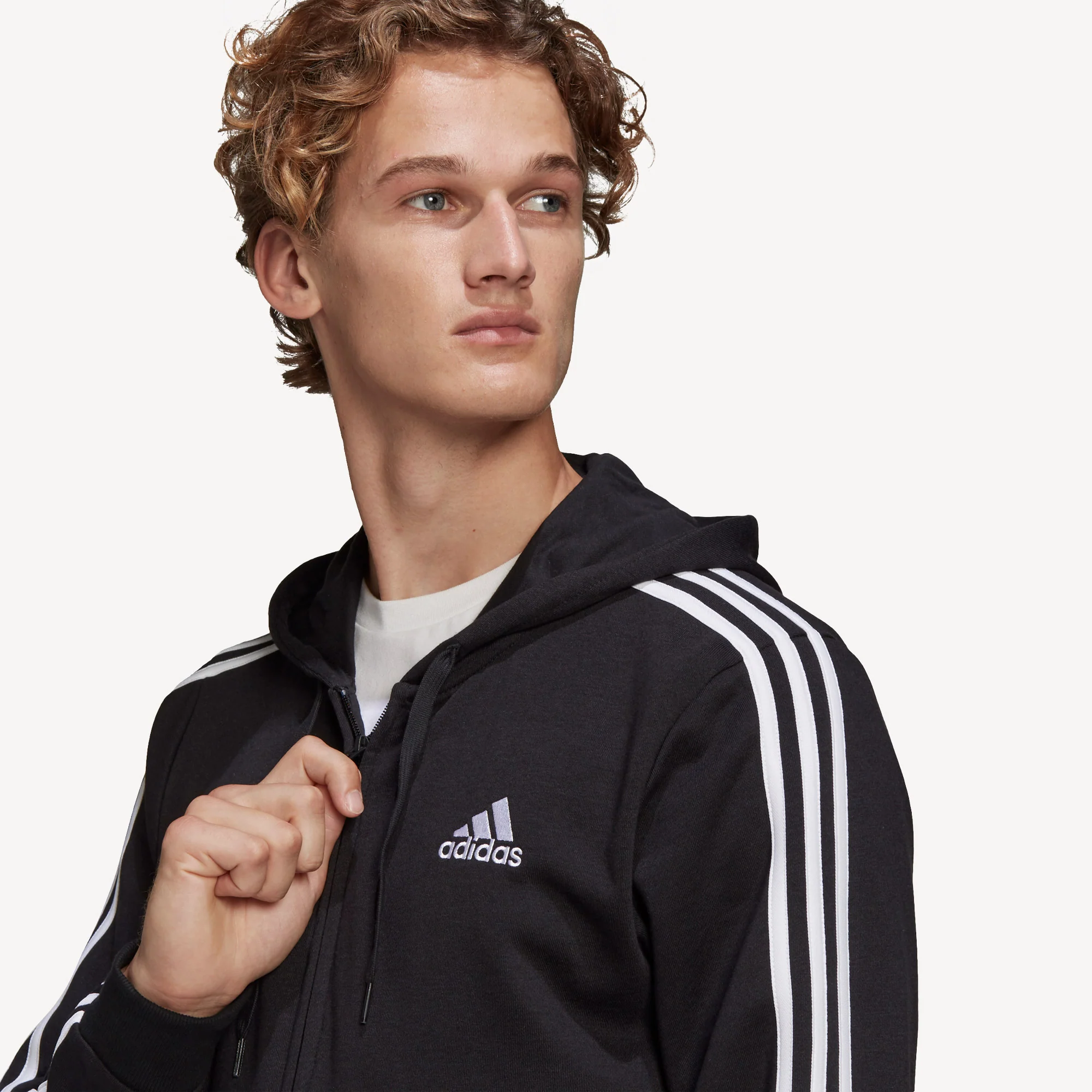 adidas Essentials Men's 3-Stripe Full-Zip Hoodie - Image 4