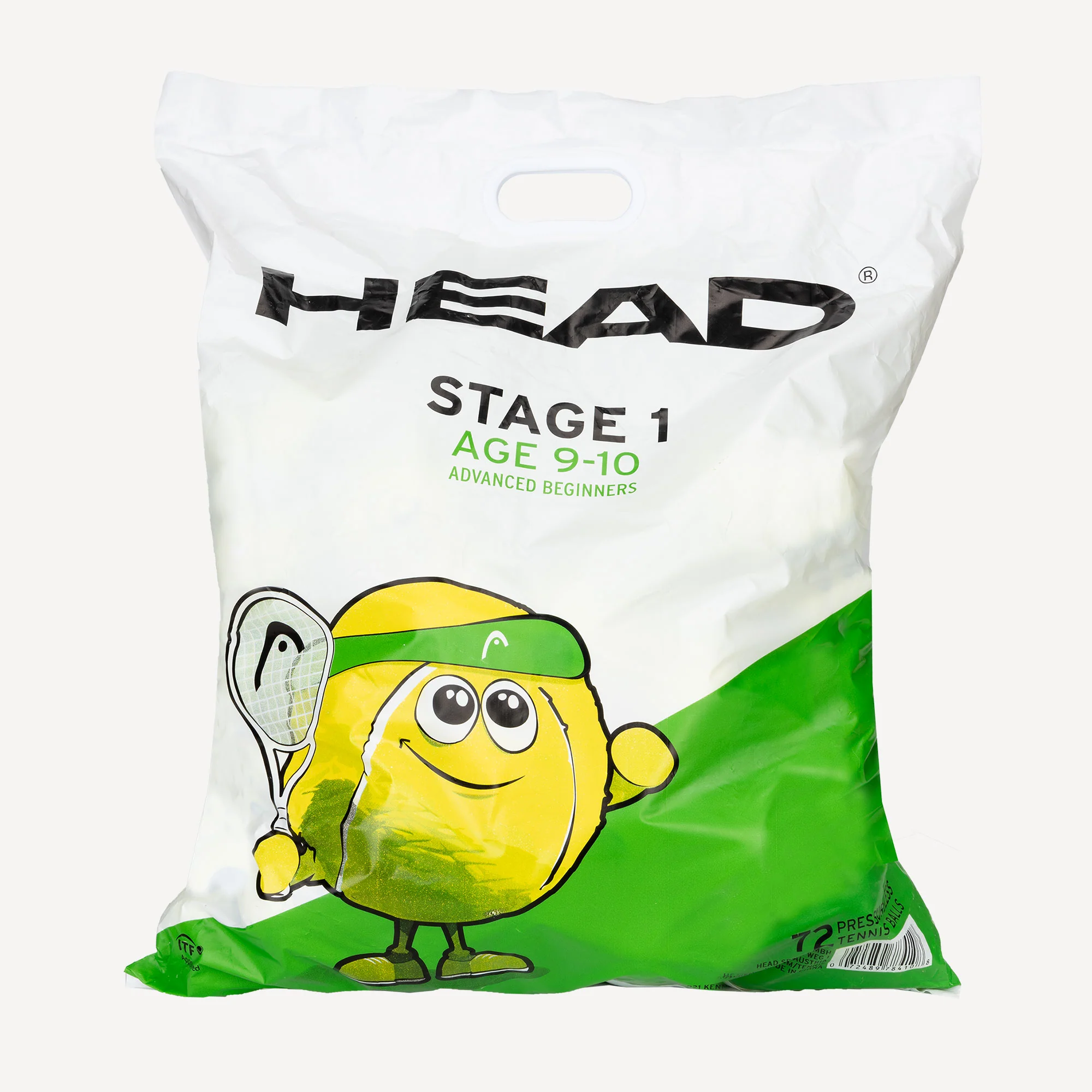 HEAD Stage 1 Green 72 Tennis Balls Polybag